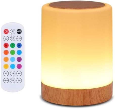 OORUN Touch Bedside Table Lamp,13 RGB Colors & 5 Brightness, USB Rechargeable Desk Lamp, Remote C... | Amazon (US)