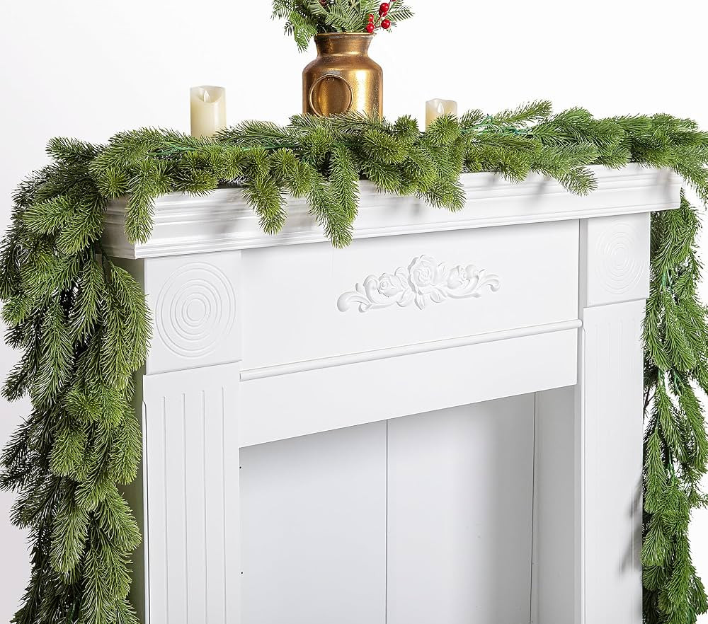 9.8 Ft Christmas Norfolk Pine Garland- Single Fork Norfolk Pine Natural Touch Garland- Artificial... | Amazon (US)