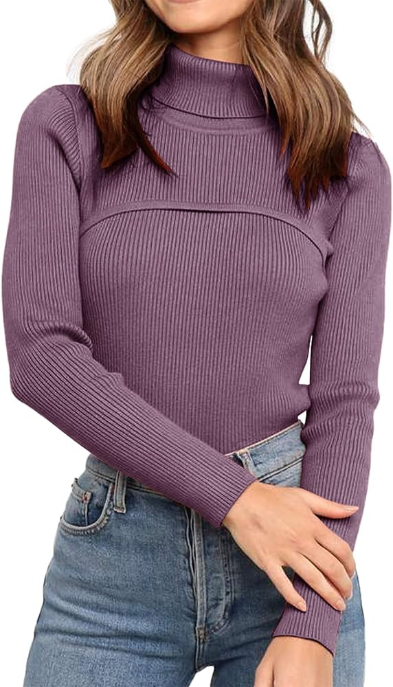 PRETTYGARDEN Women's Fall Fashion Turtleneck Pullover Sweaters Casual Long Sleeve Cable Knit Fitt... | Amazon (US)