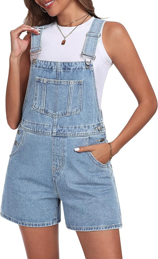 Skirt BL Denim Overall Shorts for Women Casual Adjustable Straps Bib Jean Short Overalls Shortall... | Amazon (US)