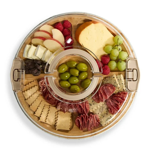 Cook With Color Round Bamboo Cutting Board with Locking Lid, Dual-Function Charcuterie Board & Se... | Walmart (US)
