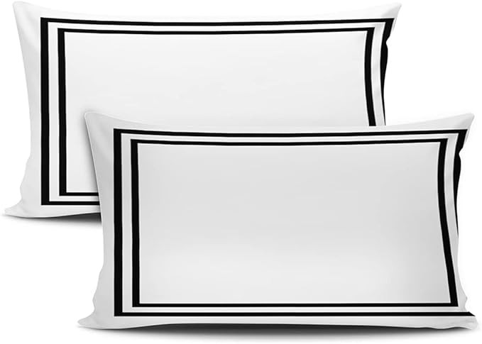 Home Decorative Throw Pillows Covers Black Border on White Pillow Case 20 x 36 inches Cushion Cov... | Amazon (US)