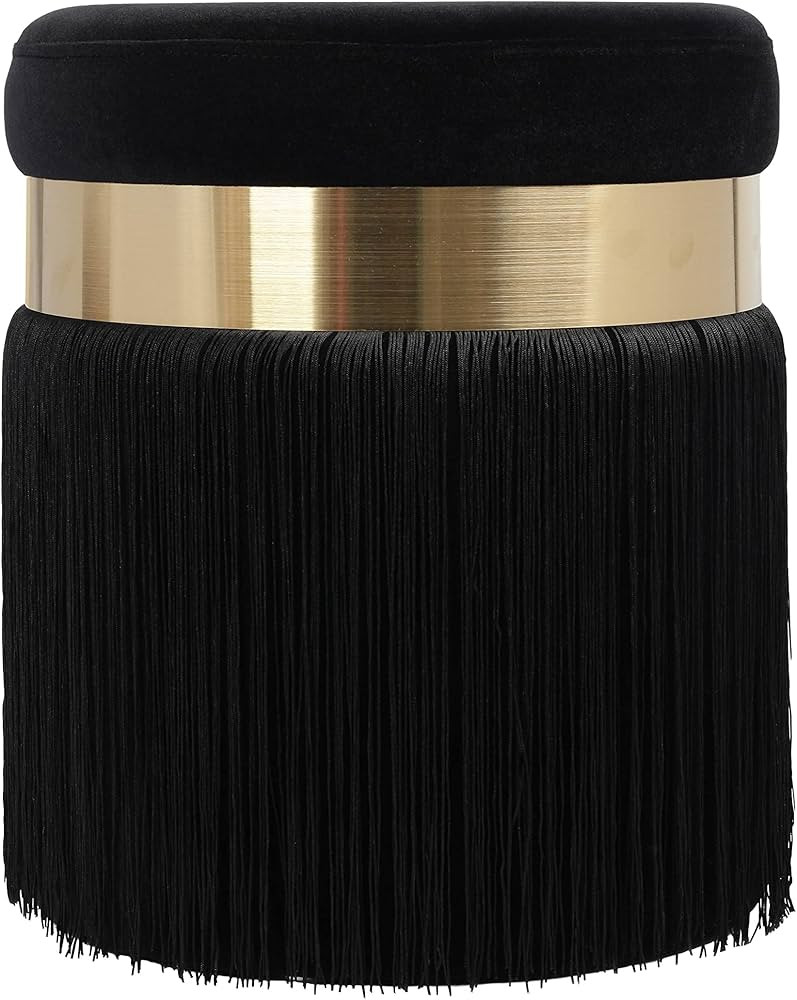 Tov Furniture Melody Tasseled Ottoman (Black) | Amazon (US)