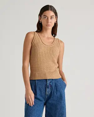 100% Organic Cotton Waffle Cropped Sweater Tank | Quince