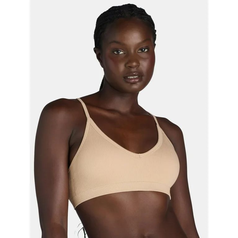 No Boundaries Seamless Ribbed Triangle Bralette, Women’s and Women’s Plus | Walmart (US)