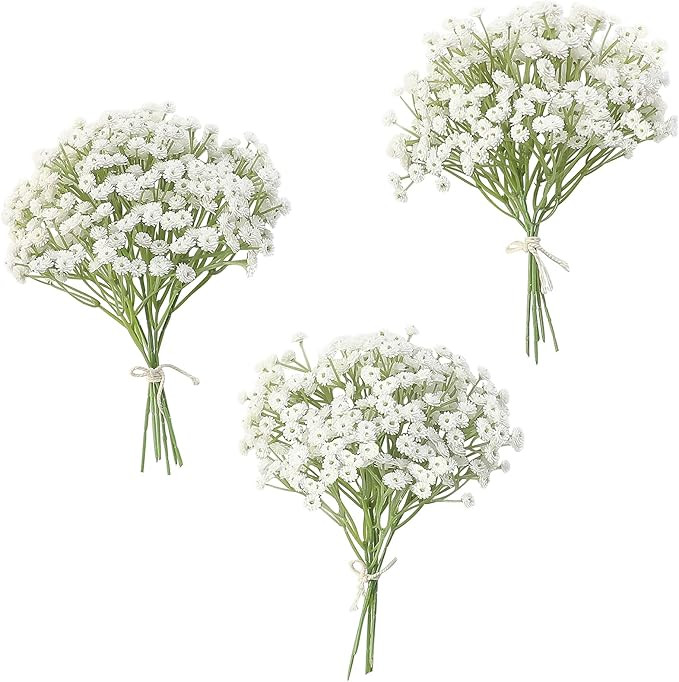 Floroom 18pcs Artificial Babys Breath Gypsophila Greenery Sprays, Real Touch White Fake Flowers f... | Amazon (US)