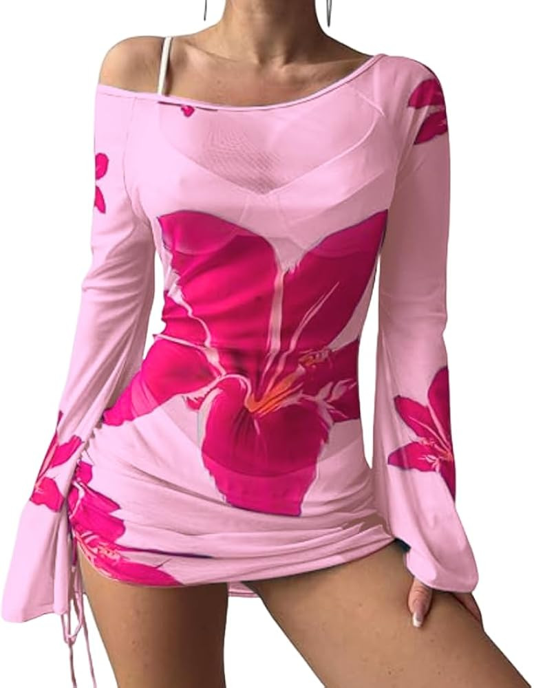 ZAFUL Womens Swimsuit Cover Up Dress Off Shoulder Hollow Coverup Bathing Suit Mesh Swim Beach Dre... | Amazon (US)