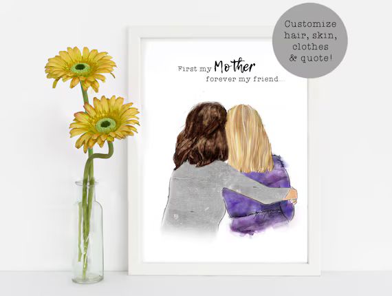 Mother's Hug Personalized Art Print Mom/daughter | Etsy | Etsy (US)