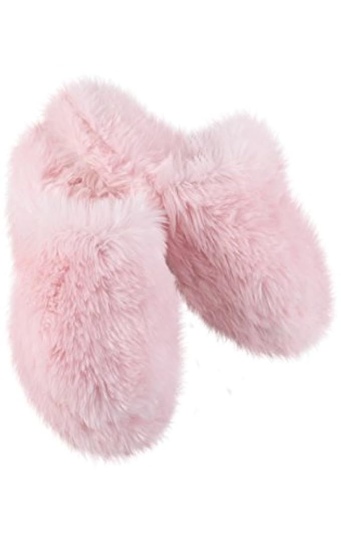 PajamaGram Fuzzy Slippers for Women - Slip-On Style, Non-Skid Soles, Washable | Amazon (US)