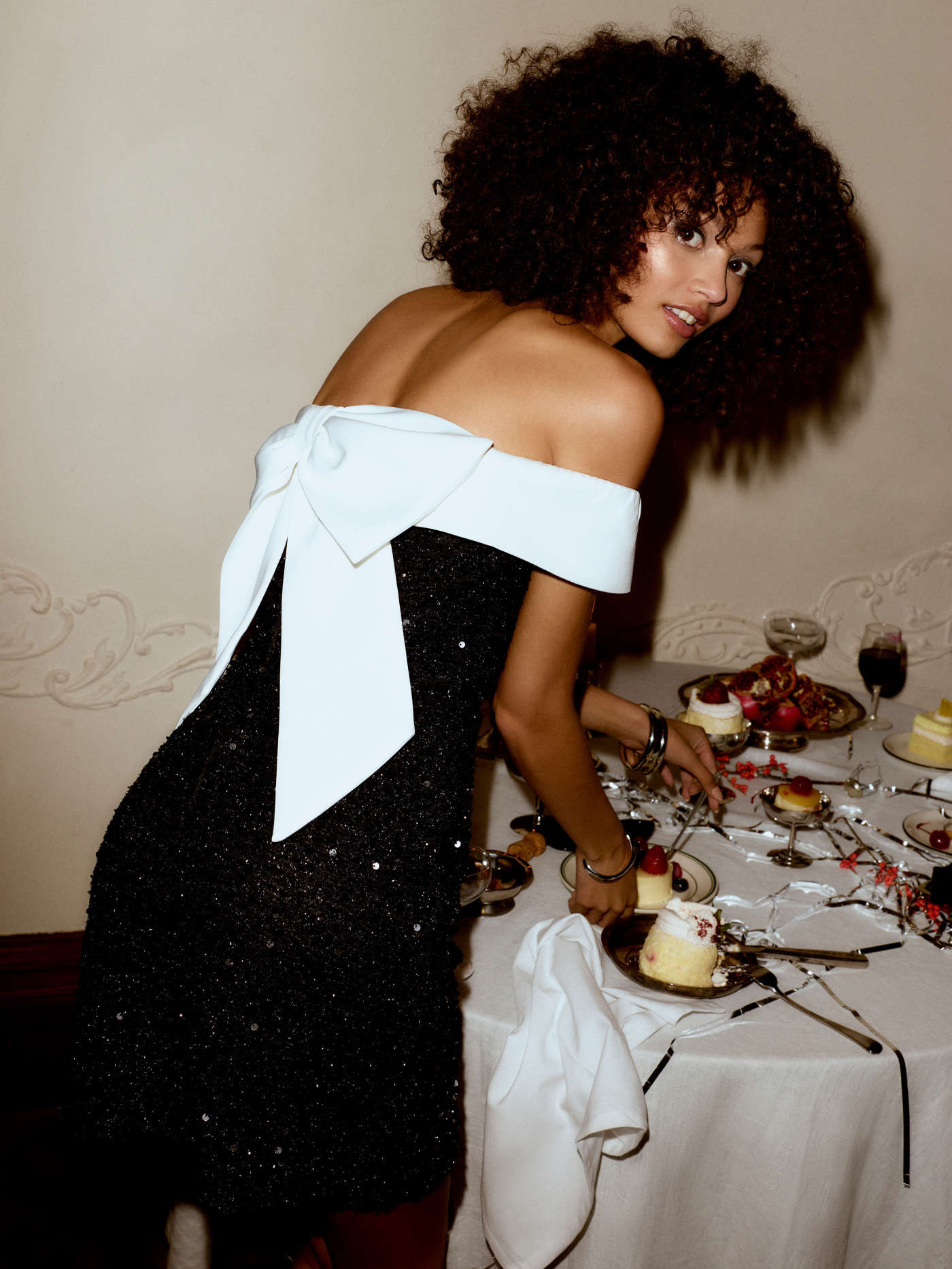 Sequins Sequin Off-shoulder Solid Bowknot Mini Dress For Party/Clubbing Exhibition | Cider