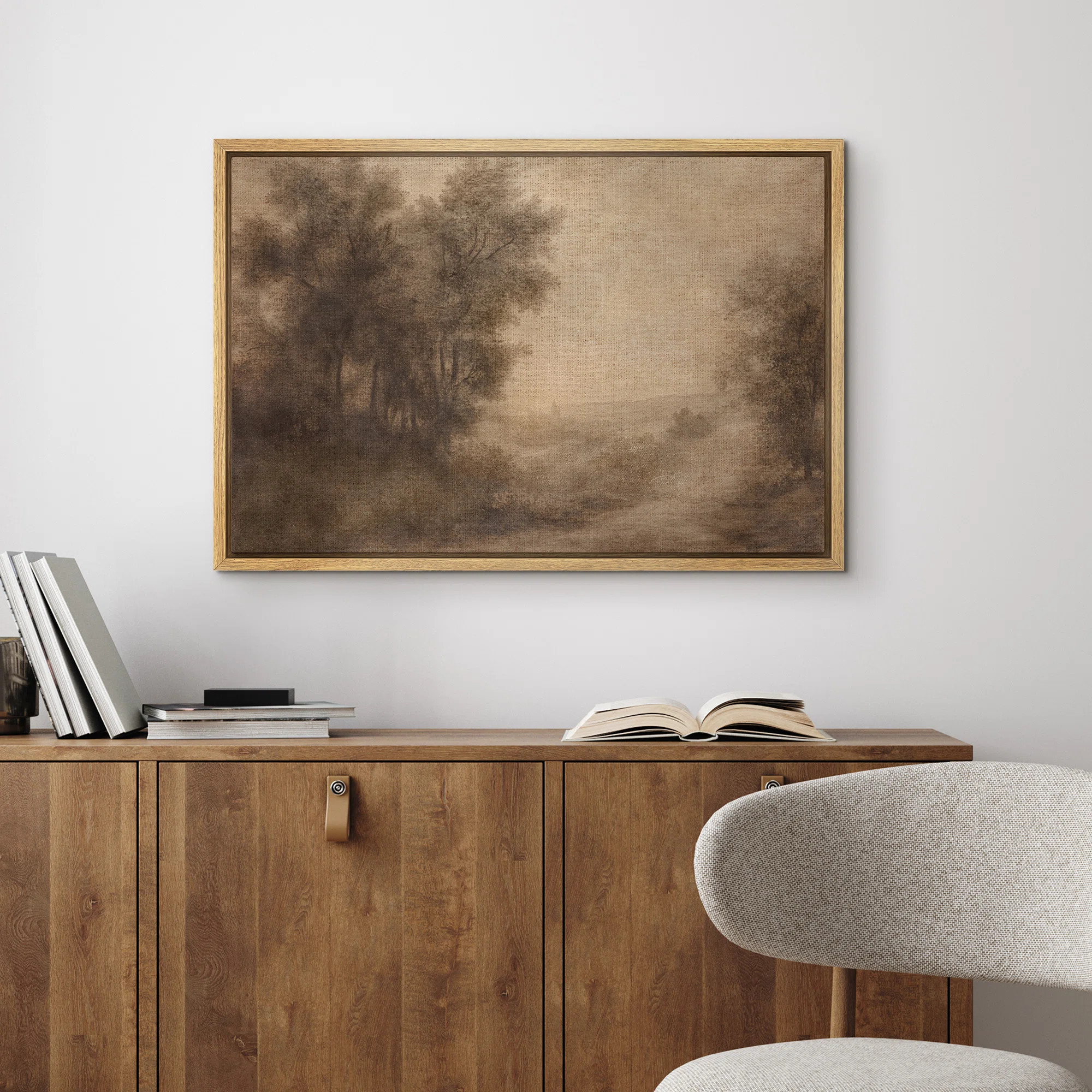 Forest Tree Landscape Classic Brown Framed Bedroom Wall Decorations Canvas Print | Wayfair North America