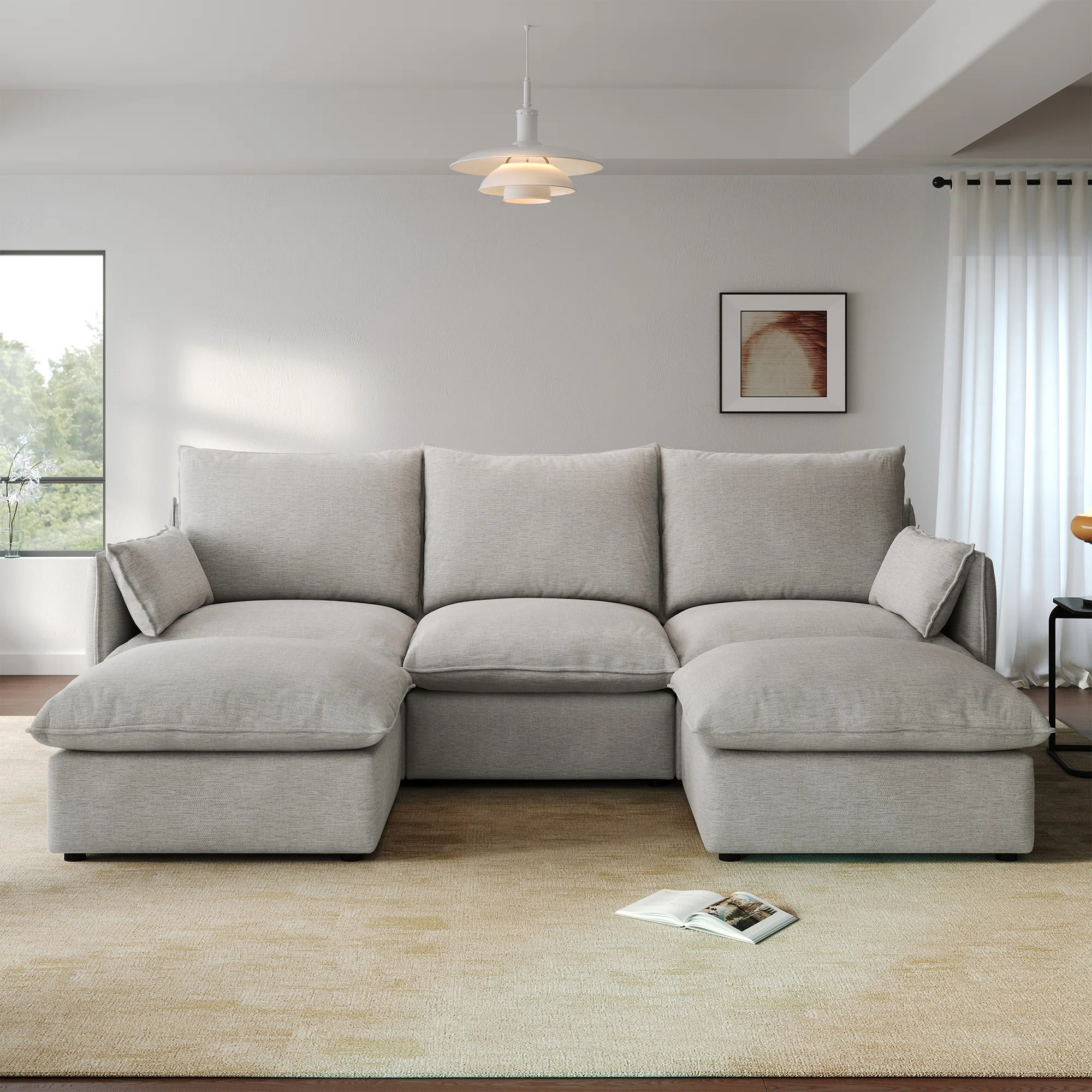 Upholstered Cloud Sofa, Modular Sectional Sofa, Modern  Down Filled Comfort Sofa With Romvable Co... | Wayfair North America