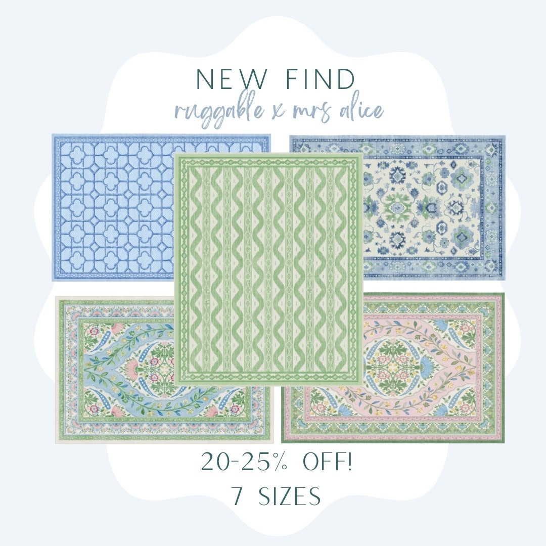 Ruggable x Mrs. Alice accent rugs in the most gorgeous color ways and patterns! Save 20-25% off!! 

Rugs, accent rugs, pattern rug, Ruggable, washable rugs, area rug, rug sale 