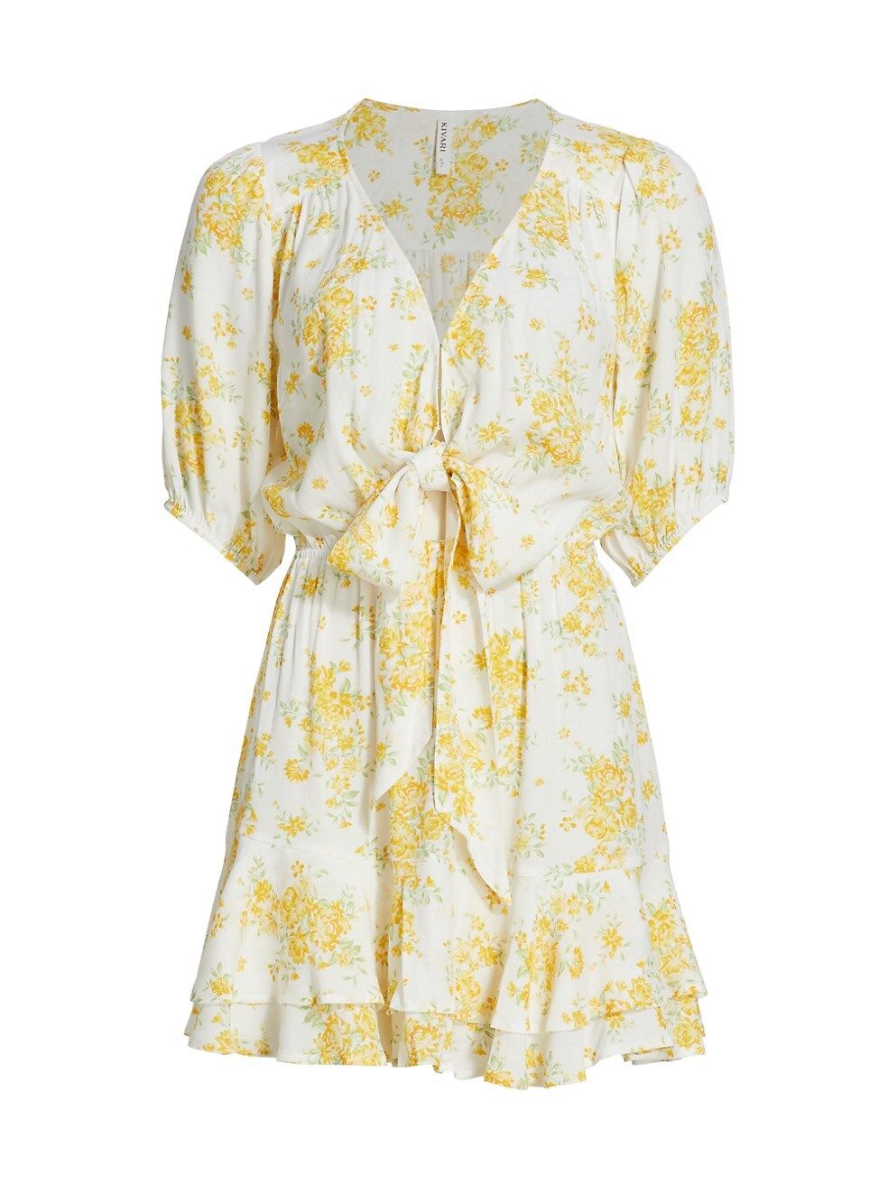 KIVARI Marielle Floral Crepe Tie-Front Minidress | Saks Fifth Avenue