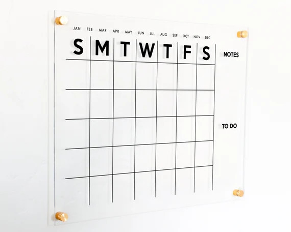 Acrylic Dry Erase Calendar w/ custom side section  #XX26 | Etsy (US)