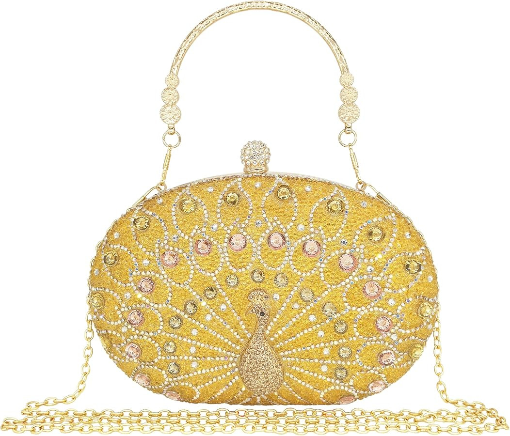 Women's Evening Bags Sparkly Rhinestone Clutch Purses Luxury Diamond Peacock Handbag for Wedding ... | Amazon (US)