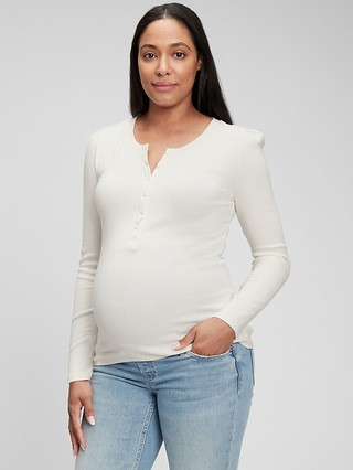 Maternity Modern Henley Crewneck T-Shirt | Gap (US)