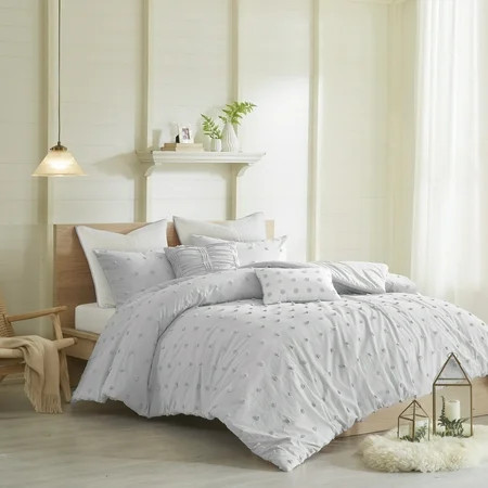 Home Essence Kay Tufted Cotton Grey 7 Piece Duvet Cover Set King or California King | Walmart (US)