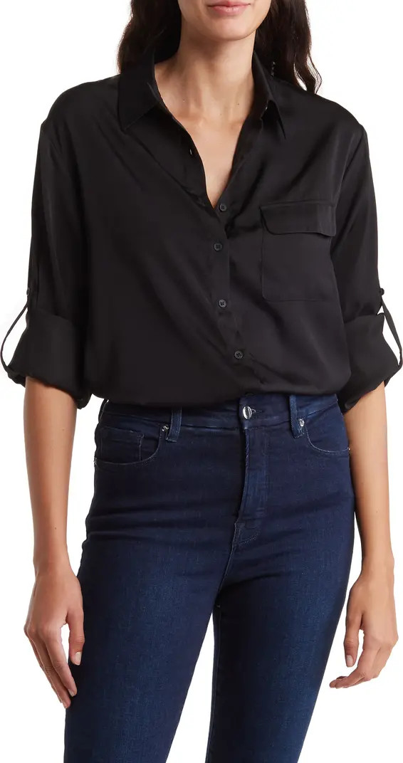 Satin Long Sleeve Button-Up Shirt | Nordstrom Rack
