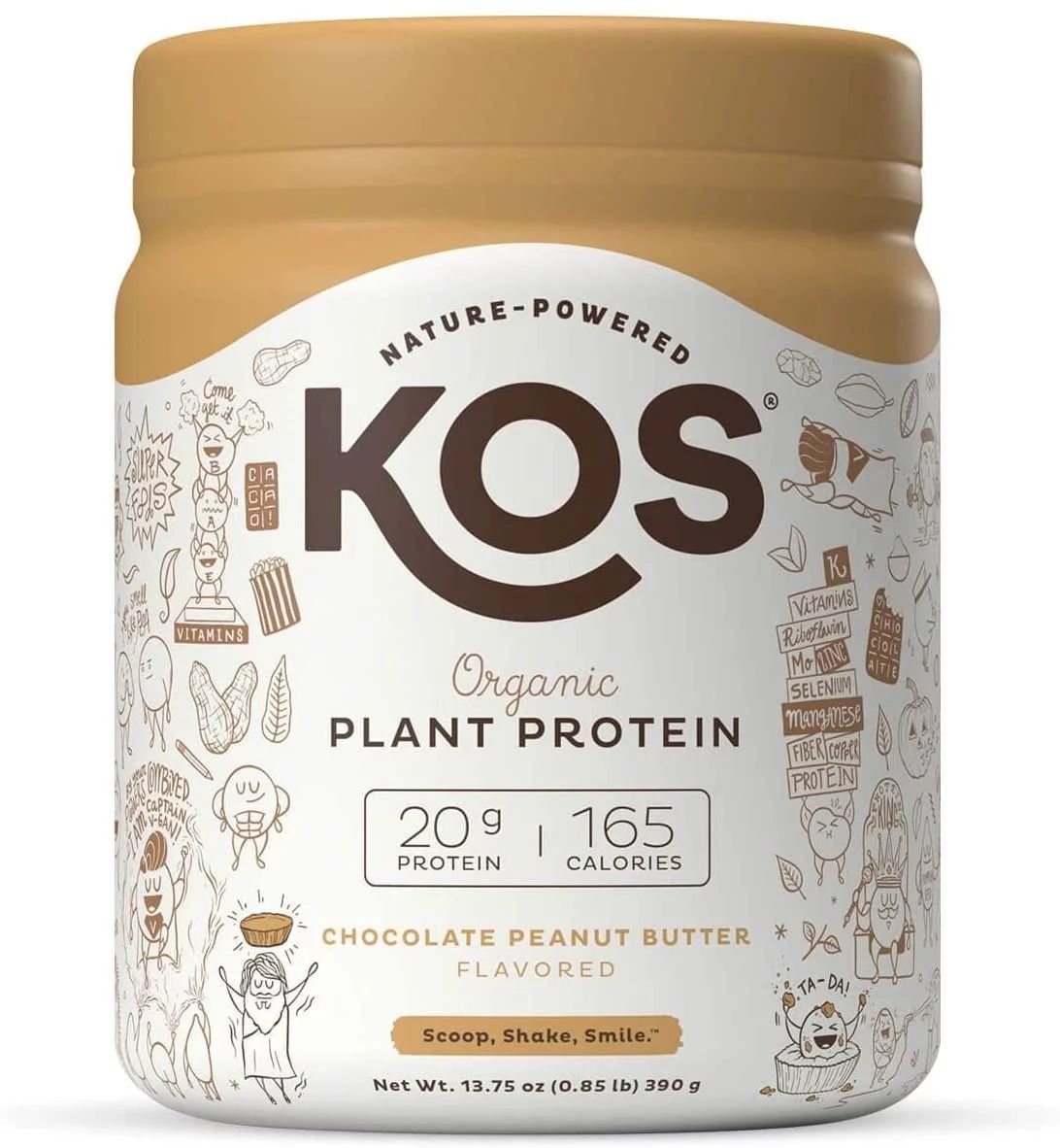 KOS Organic Plant Based Protein Powder, Chocolate Peanut Butter, 20g Protein, 10 Servings, 13.75o... | Walmart (US)