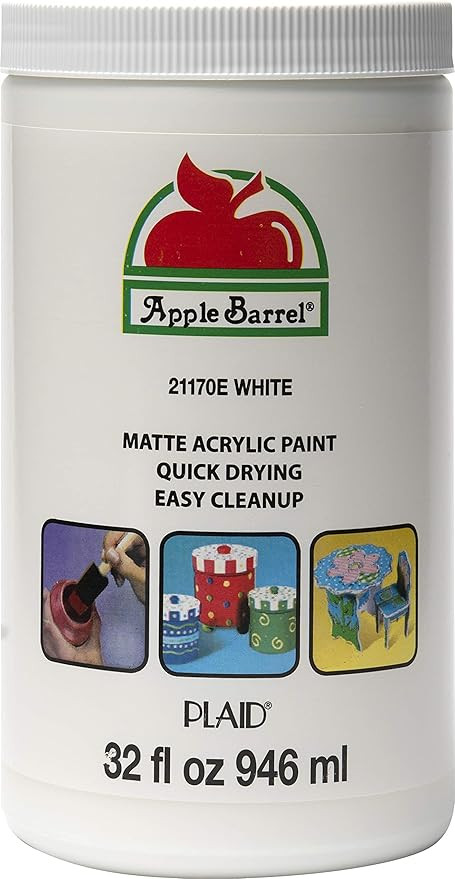 Apple Barrel White Acrylic Paint 32 Fl Oz (Pack of 1) | Amazon (US)