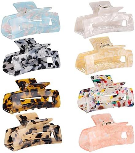 8 Pack Hair Claw Clips Tortoise Barrettes Rectangle Shape Clips Fashion Hair Clips | Amazon (US)