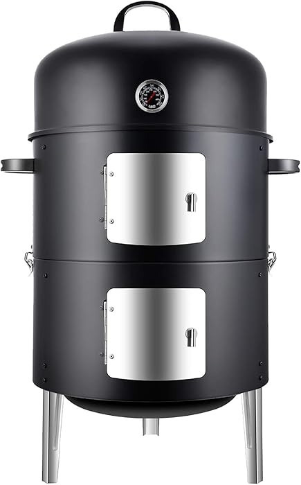 Realcook Vertical 17 Inch Steel Charcoal Smoker, Heavy Duty Round BBQ Grill for Outdoor Cooking, ... | Amazon (US)