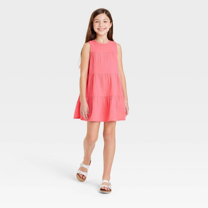 Girls' Sleeveless Gauze Tiered Dress - Cat & Jack™ | Target