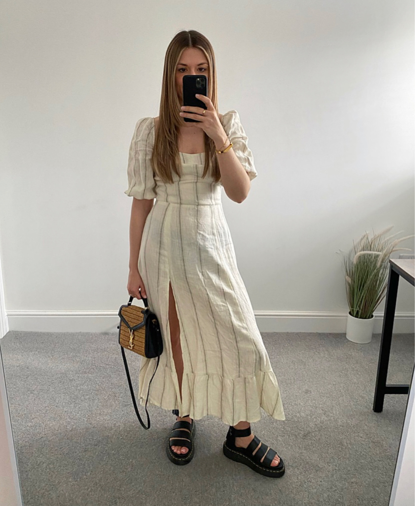 cassandra leather trim raffia tote
