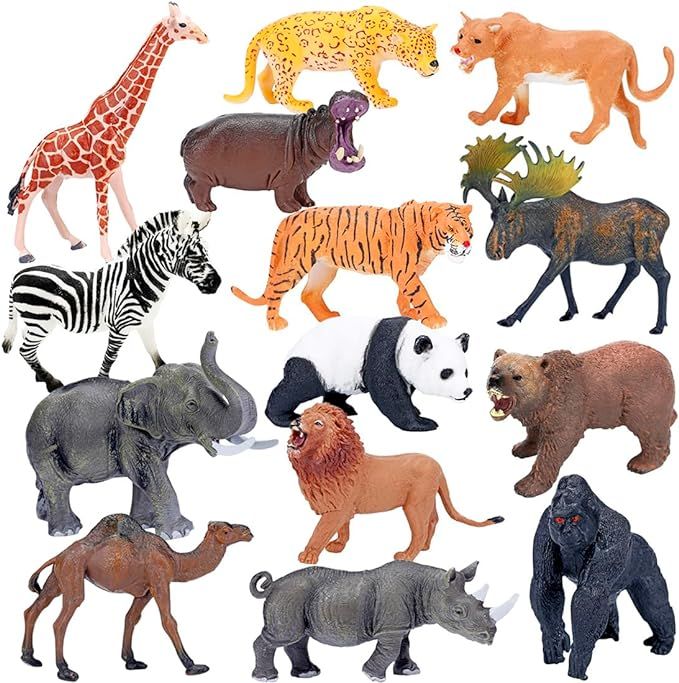 BOLZRA Safari Animals Figures Toys, Realistic Jumbo Wild Zoo Animals Figurines Plastic African Ju... | Amazon (US)