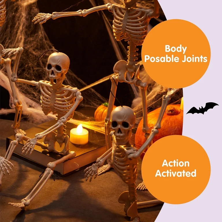 Joyfy 5 Pcs Halloween Skeleton Decorations,16 inch Full Body Poseable Skeleton with Movable Joint... | Walmart (US)