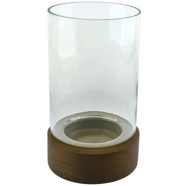 Better Homes & Gardens Dark Natural Wood & Glass Rustic Hurricane Candle Holder | Walmart (US)