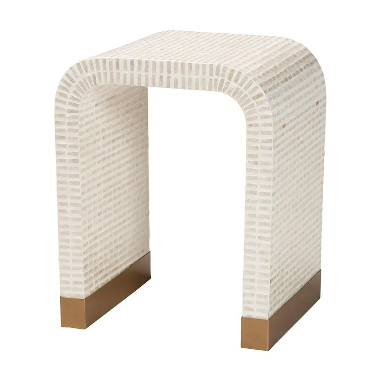 bali & pari Carlyn Beige and White Mother of Pearl Capiz Shell End Table | Walmart (US)