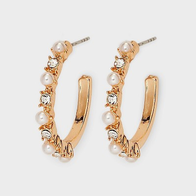 Pearl Hoop Earrings - A New Day™ Gold: Hypoallergenic Nickel-Free Statement Jewelry | Target