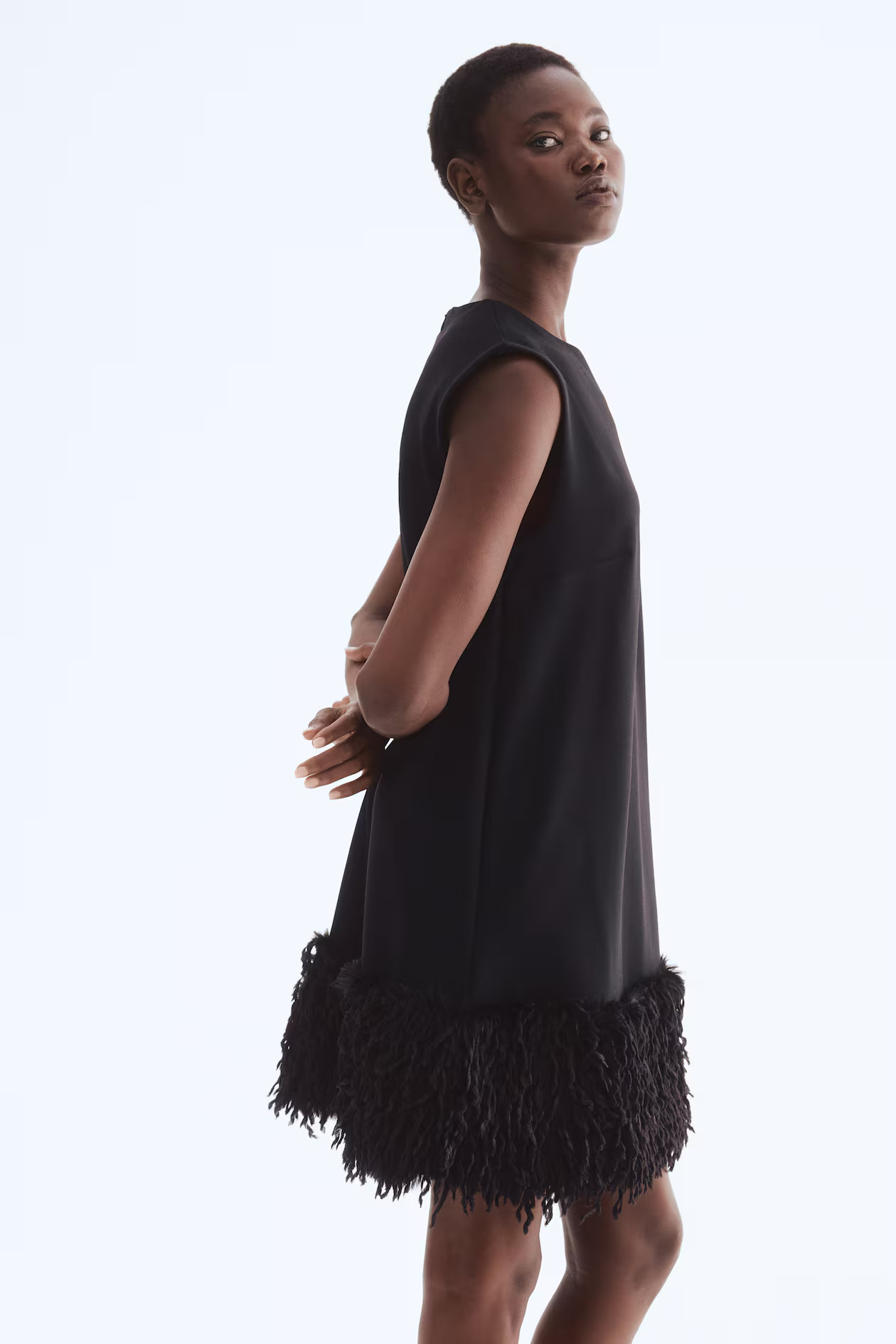 Fringe-Hem Mini Dress - Black - Ladies | H&M US | H&M (US + CA)