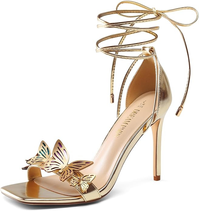 DREAM PAIRS Lace Up High Heels Stilletos Heels for Women Strappy Gladiator Sexy Open Square Toe H... | Amazon (US)