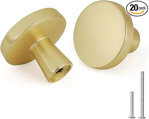 goldenwarm 20pcs Gold Cabinet Knobs for Dresser Drawers Kitchen Hardware Handles Brushed Brass Mo... | Amazon (US)