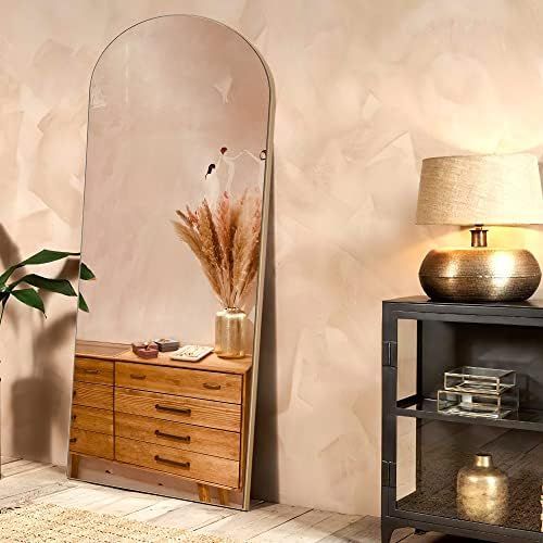 NeuType Arched Full Length Mirror, 65"x22"Full Body Mirror, Wooden Thin Frame, Hanging or Leaning Ag | Amazon (US)
