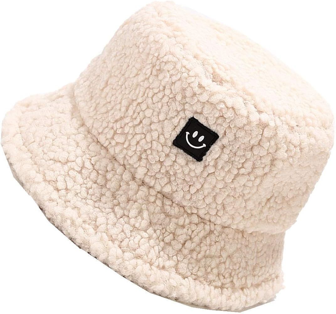 MaxNova Women Bucket Hats Teddy Style Vintage Cloche hat Warm Faux Fur Wool Fisherman Cap | Amazon (US)