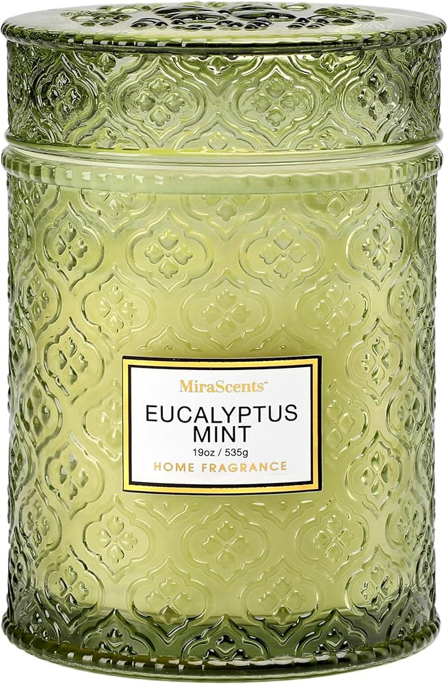 Eucalyptus Mint Scented Candles, Large Natural Soy Candle, 88 Hours Burning Time,Christmas Winter... | Amazon (US)