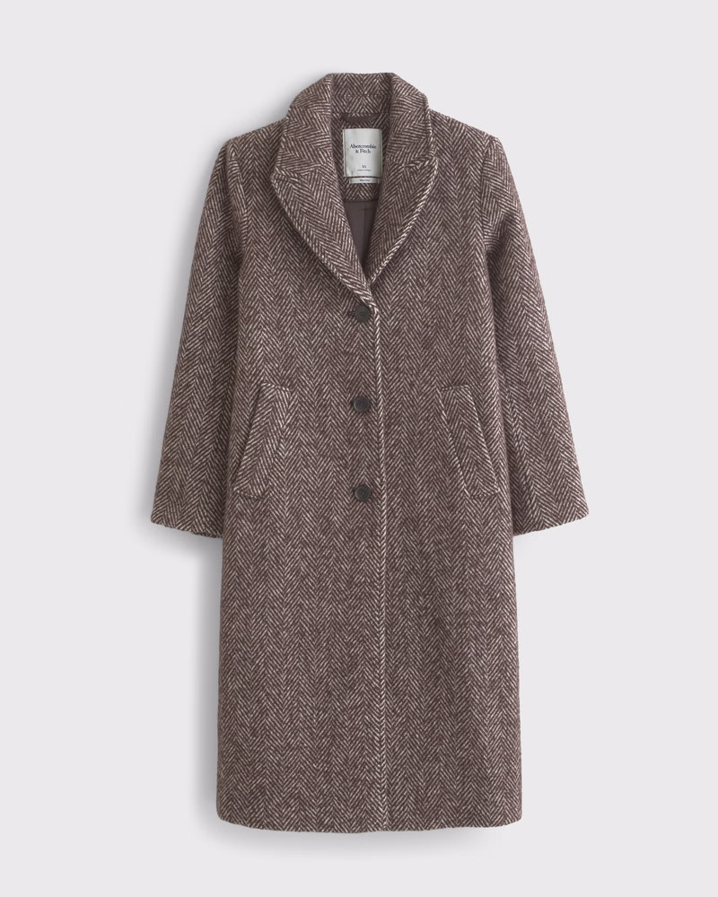 Wool-Blend Tailored Topcoat | Abercrombie & Fitch (US)