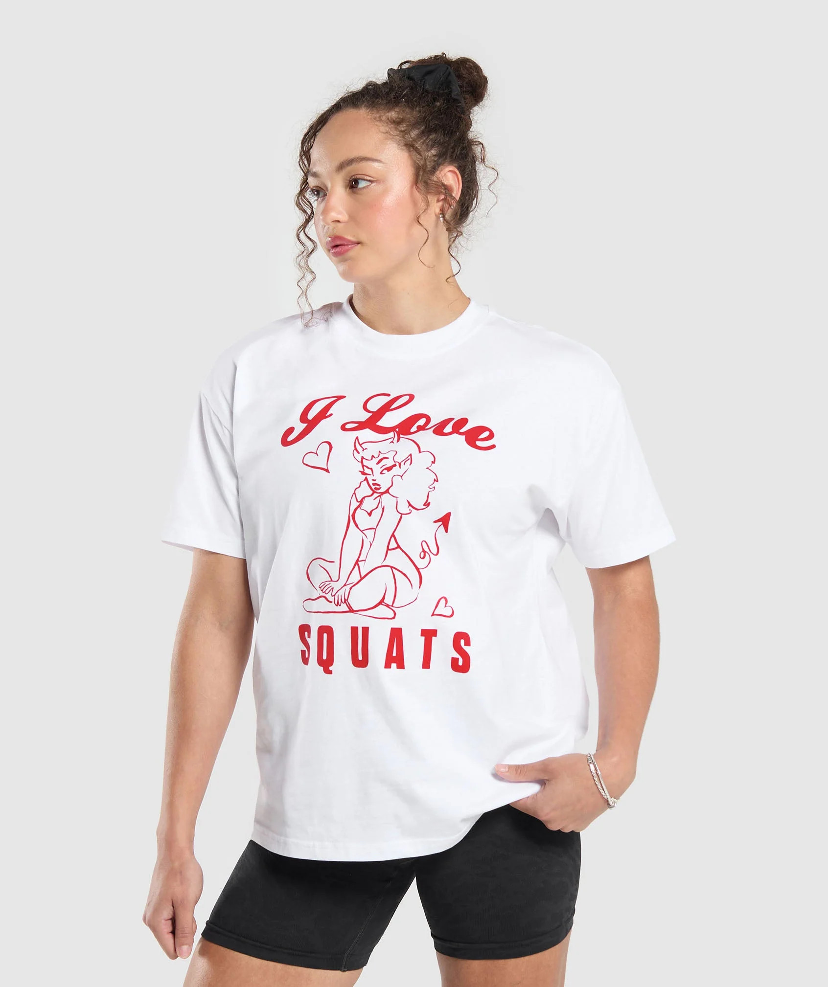Gymshark I Love Squats Graphic Oversized Tee - White | Gymshark US