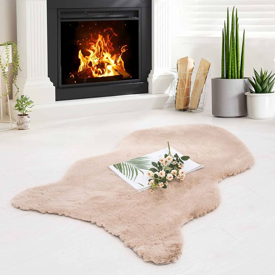 HYSEAS Luxurious Faux Rabbit Fur Rug, 2x3 Feet Faux Fur Area Rug Ultra Soft Fluffy Plush Shaggy C... | Amazon (US)