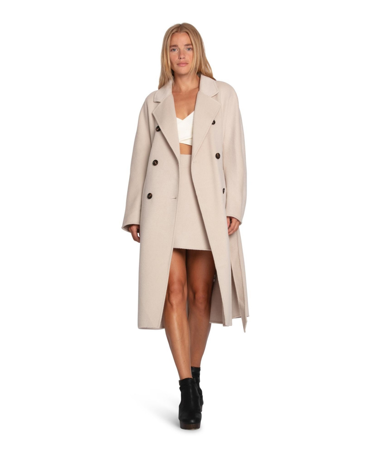 Belle & Bloom Women's Real Love Double Breasted Maxi Coat - Pearl | Macy's