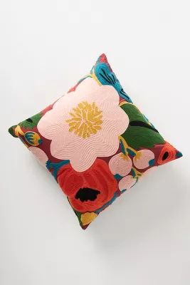 Rifle Paper Co. x Loloi Embroidered Blossoms Pillow | Anthropologie (US)