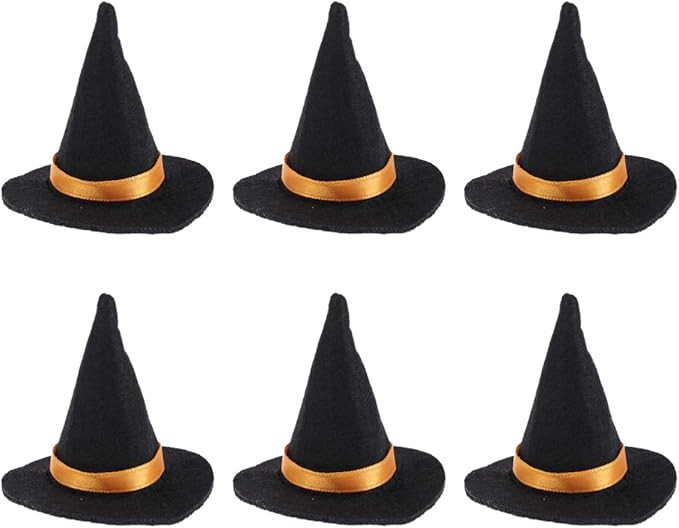6pcs Mini Felt Witch Hats Handmade Wine Bottle Decor for Halloween Party Favors DIY Hair Accessor... | Amazon (US)