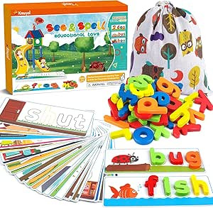 KMUYSL Learning Toys for 2 3 4 5 6 Years Old Boys and Girls - See & Spell CVC Word Builders with ... | Amazon (US)