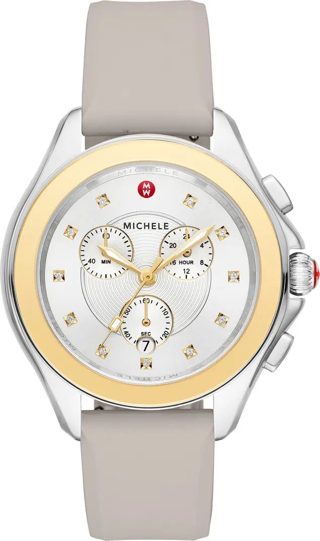 MICHELE Cape Topaz Chronograph Silicone Strap Watch, 38mm | Nordstromrack | Nordstrom Rack