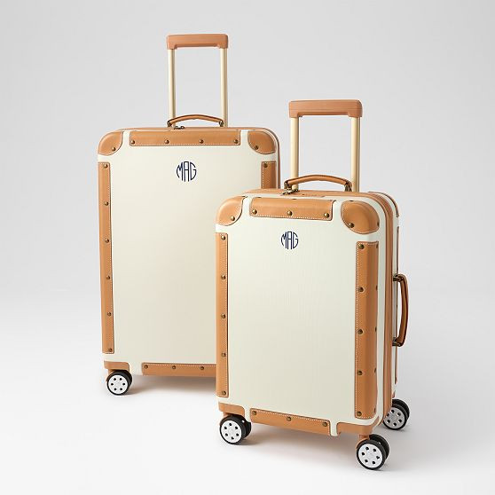 Leather Wrapped Expandable Checked and Carry-On Luggage Set | Mark and Graham