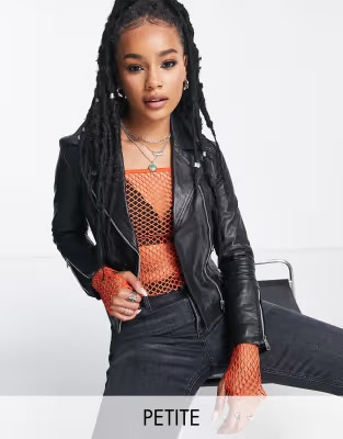 Barney's Originals Petite Belina real leather jacket | ASOS (Global)